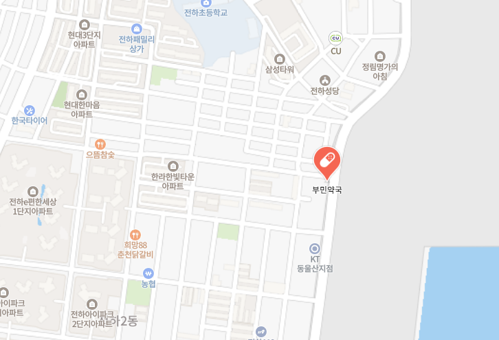울산 동구 부민약국 위치 지도