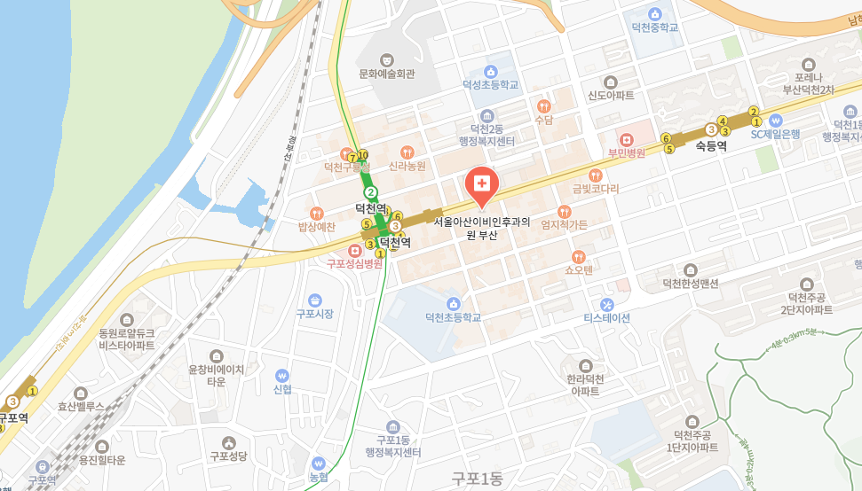 부산 북구 서울아산이비인후과의원 위치 지도