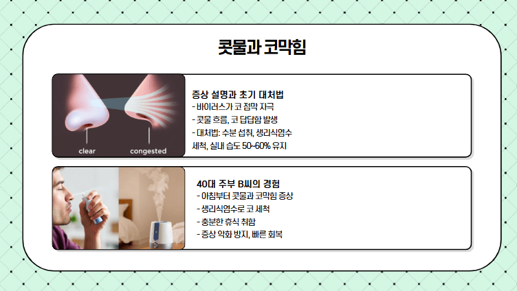 감기 초기증상 콧물 코막힘 내용 사진